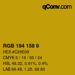 カラーコード: RGB 194 158 9 | qconv.com