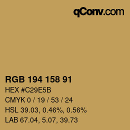 カラーコード: RGB 194 158 91 | qconv.com