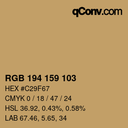 颜色代码: RGB 194 159 103 | qconv.com