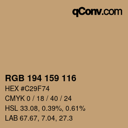 Color code: RGB 194 159 116 | qconv.com