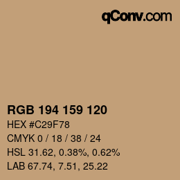 カラーコード: RGB 194 159 120 | qconv.com