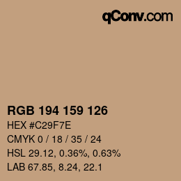 Farbcode: RGB 194 159 126 | qconv.com