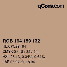 カラーコード: RGB 194 159 132 | qconv.com