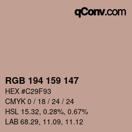 カラーコード: RGB 194 159 147 | qconv.com