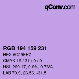 カラーコード: RGB 194 159 231 | qconv.com