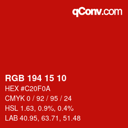 Color code: RGB 194 15 10 | qconv.com