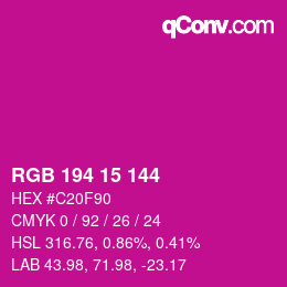 カラーコード: RGB 194 15 144 | qconv.com