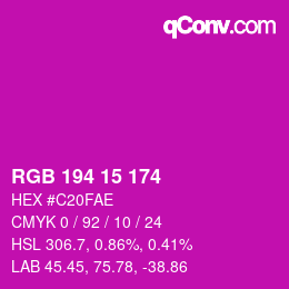 カラーコード: RGB 194 15 174 | qconv.com