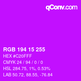 Color code: RGB 194 15 255 | qconv.com