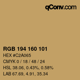 Color code: RGB 194 160 101 | qconv.com