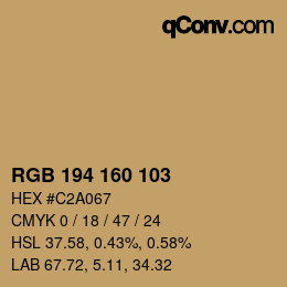 Color code: RGB 194 160 103 | qconv.com