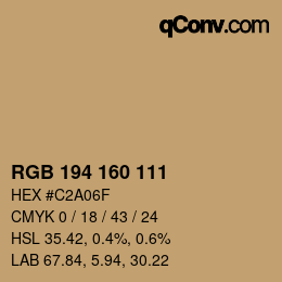 Color code: RGB 194 160 111 | qconv.com