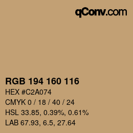 Color code: RGB 194 160 116 | qconv.com