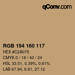 Color code: RGB 194 160 117 | qconv.com