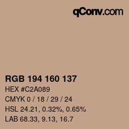 Color code: RGB 194 160 137 | qconv.com
