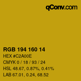 Color code: RGB 194 160 14 | qconv.com