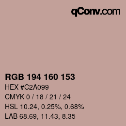 Color code: RGB 194 160 153 | qconv.com