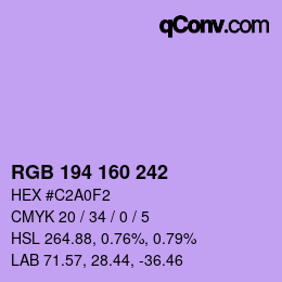 Color code: RGB 194 160 242 | qconv.com