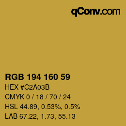 Color code: RGB 194 160 59 | qconv.com