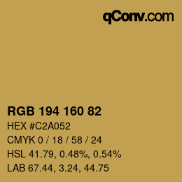 Color code: RGB 194 160 82 | qconv.com