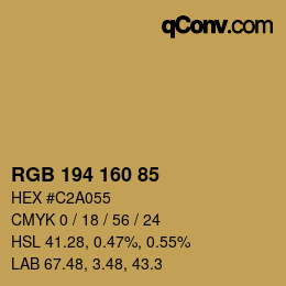 カラーコード: RGB 194 160 85 | qconv.com