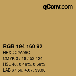 颜色代码: RGB 194 160 92 | qconv.com