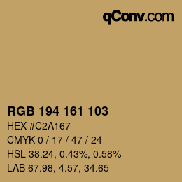 Color code: RGB 194 161 103 | qconv.com