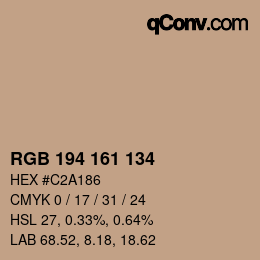 Color code: RGB 194 161 134 | qconv.com
