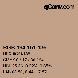 Color code: RGB 194 161 136 | qconv.com