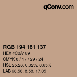 Color code: RGB 194 161 137 | qconv.com