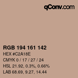 カラーコード: RGB 194 161 142 | qconv.com