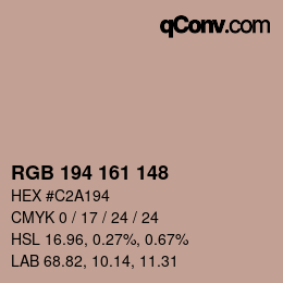 Color code: RGB 194 161 148 | qconv.com