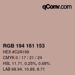 Código de color: RGB 194 161 153 | qconv.com