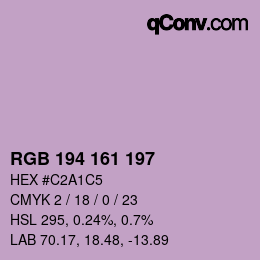 カラーコード: RGB 194 161 197 | qconv.com