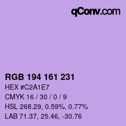 カラーコード: RGB 194 161 231 | qconv.com