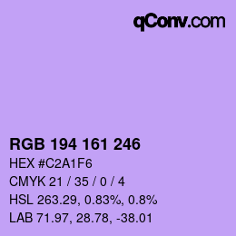 カラーコード: RGB 194 161 246 | qconv.com