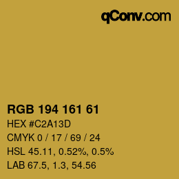 Color code: RGB 194 161 61 | qconv.com