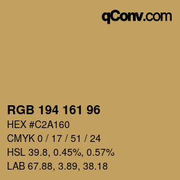 Color code: RGB 194 161 96 | qconv.com