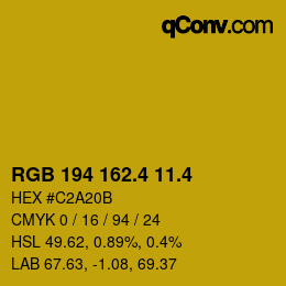 カラーコード: RGB 194 162.4 11.4 | qconv.com