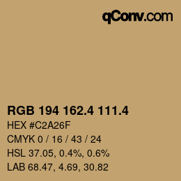 カラーコード: RGB 194 162.4 111.4 | qconv.com