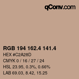 カラーコード: RGB 194 162.4 141.4 | qconv.com