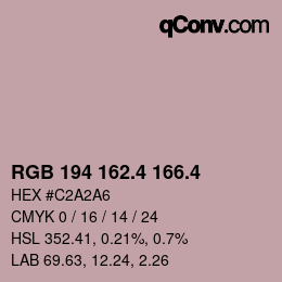 カラーコード: RGB 194 162.4 166.4 | qconv.com
