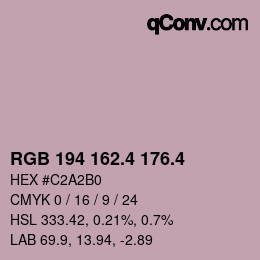 カラーコード: RGB 194 162.4 176.4 | qconv.com