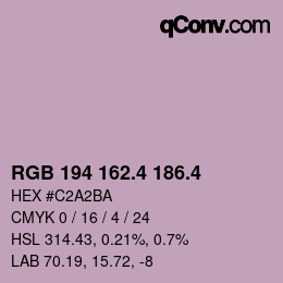 カラーコード: RGB 194 162.4 186.4 | qconv.com