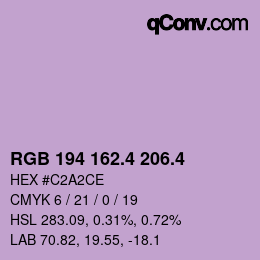 カラーコード: RGB 194 162.4 206.4 | qconv.com