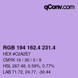 カラーコード: RGB 194 162.4 231.4 | qconv.com