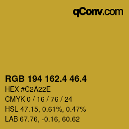カラーコード: RGB 194 162.4 46.4 | qconv.com