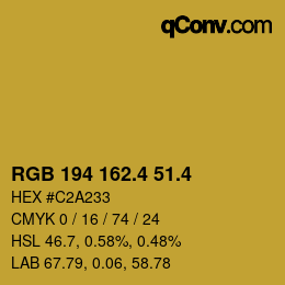 カラーコード: RGB 194 162.4 51.4 | qconv.com