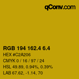 カラーコード: RGB 194 162.4 6.4 | qconv.com