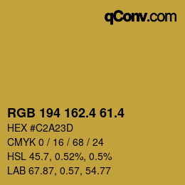 カラーコード: RGB 194 162.4 61.4 | qconv.com